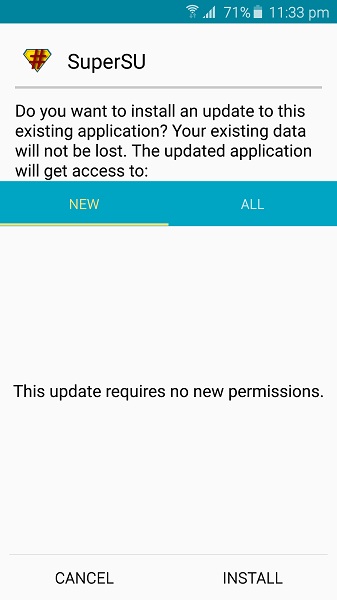 SuperSU installation prompt after installing PingPong Root app
